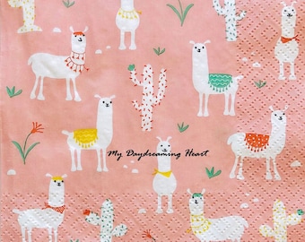 Llama Decoupage Napkins Set Of 3 Lunch 13" x 13" Craft Napkins