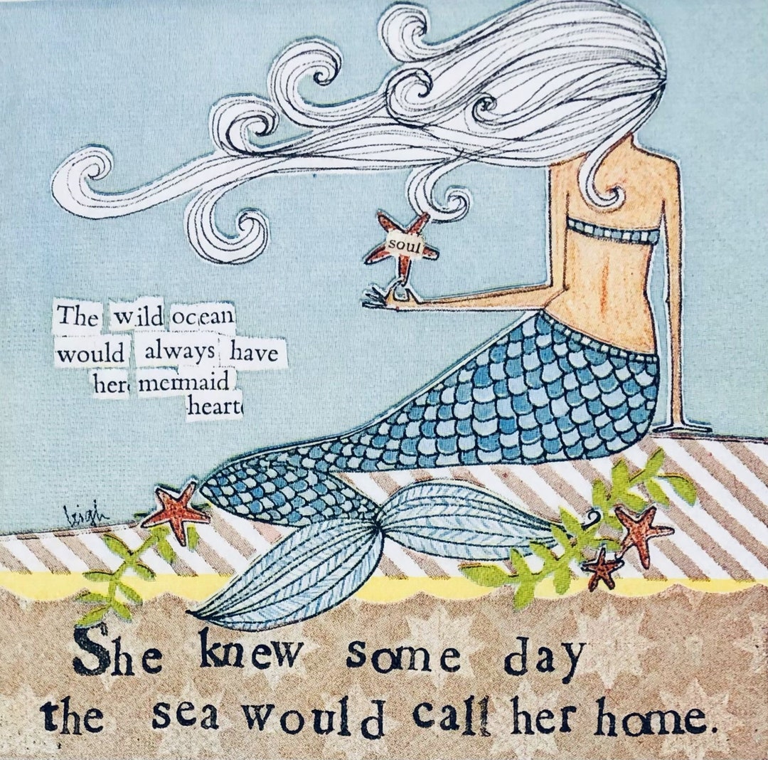 Mermaid Decoupage Paper Napkins Sea Maiden Beverage Napkins Decoupage