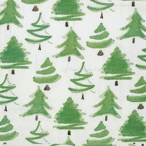 Xmas Trees Decoupage Napkins Set Of 2 Beverage 10&quot; x 10&quot;  Craft Napkins