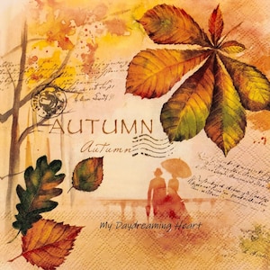 Fall Leaves Decoupage Napkins Set Of 3 Lunch 13&quot; x 13&quot; Craft Napkins