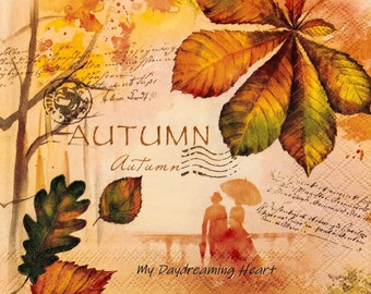 Fall Leaves Decoupage Napkins Set Of 3 Lunch 13" x 13" Craft Napkins