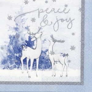 Winter Deer Decoupage Napkins Set Of 2 Beverage 10&quot; x 10&quot; Craft Napkins