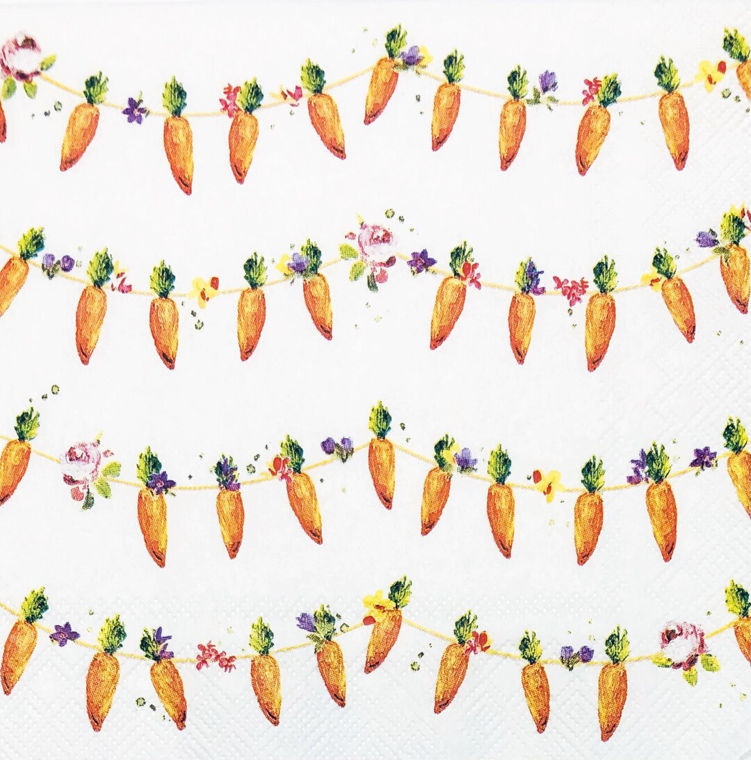 Carrot Garlands Decoupage Napkins Easter Decor Beverage Napkins