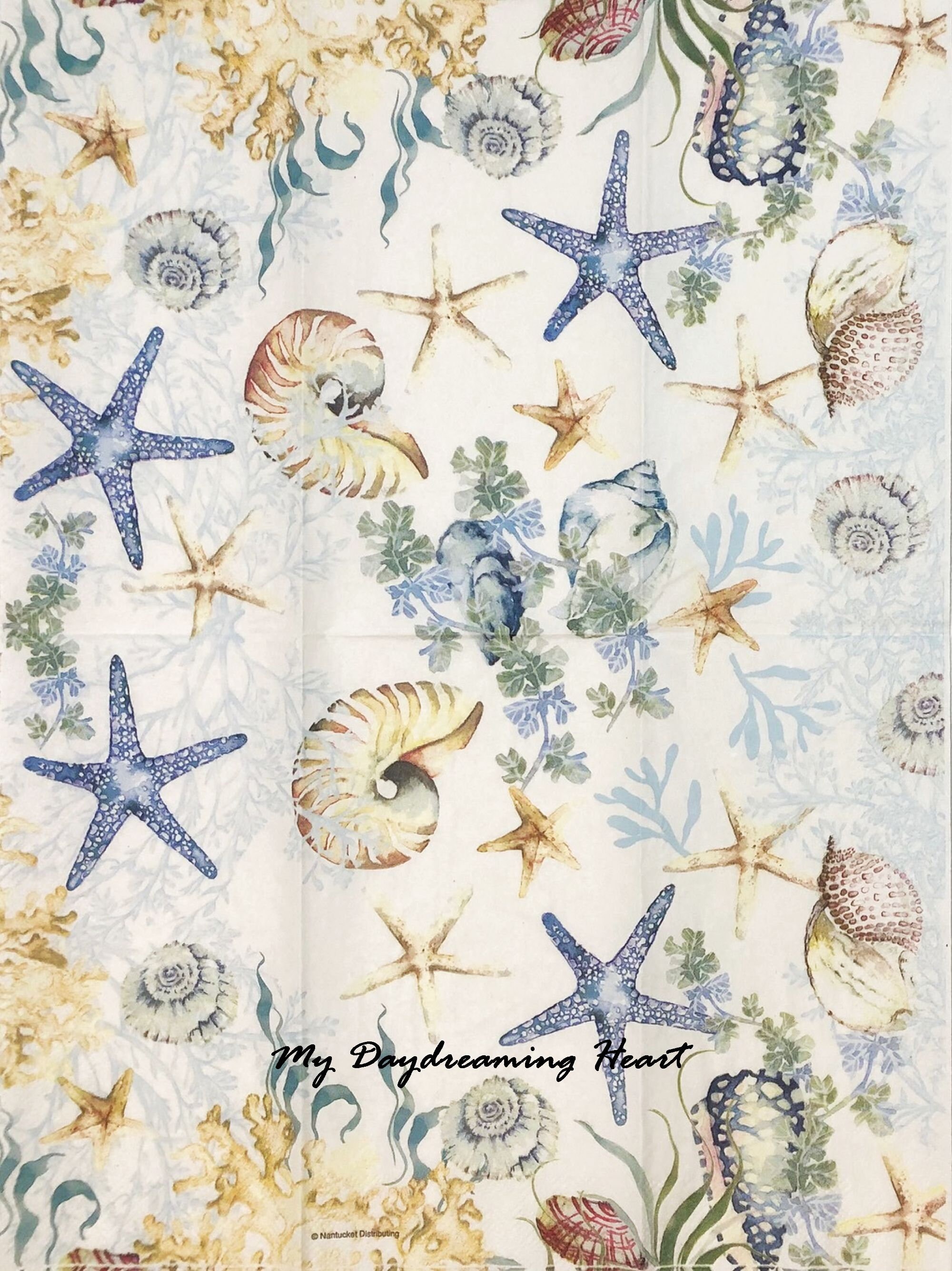 Starfish & Shells Decoupage Napkins Sea Life Napkins For Etsy