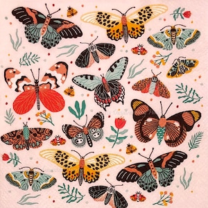 Butterflies Decoupage Napkins Set of 2 Beverage 10&quot; x 10&quot; Craft Napkins