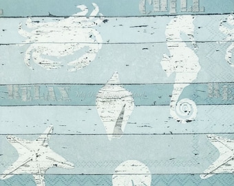 Beach Decoupage Napkins Set Of 2 Beverage 10" x 10" Coastal Craft Napkins