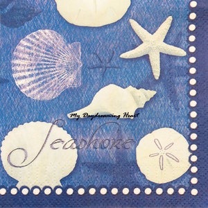 Seashells Decoupage Napkins Set Of 2 Shells Beverage 10" x 10" Craft Napkins