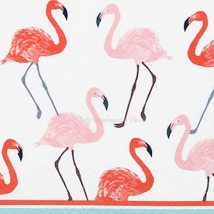Flamingos Decoupage Napkins Set Of 2 Beverage 10&quot; x 10&quot; Craft Napkins