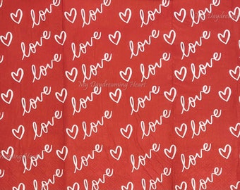 Love Heart Decoupage Napkins Set of 2 Hostess Valentine Craft Napkins