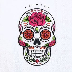 Sugar Skull Decoupage Napkins Set Of 2 Day Of The Dead Beverage 10&quot; x 10&quot; Napkins