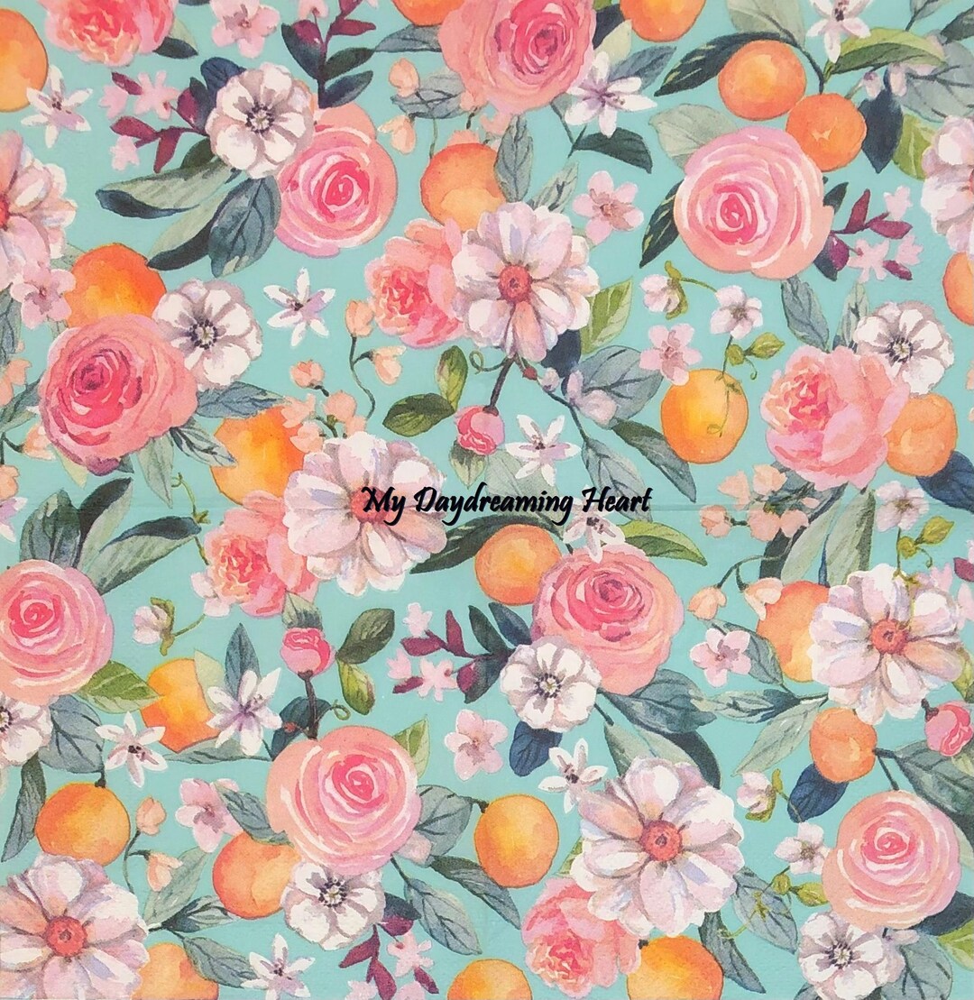 Cabbage Roses Decoupage Beverage Napkins Oranges & Flowers for ...