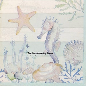 Sea Life Decoupage Napkins Set Of 3 Lunch 13&quot; x 13&quot; Coastal Craft Napkins