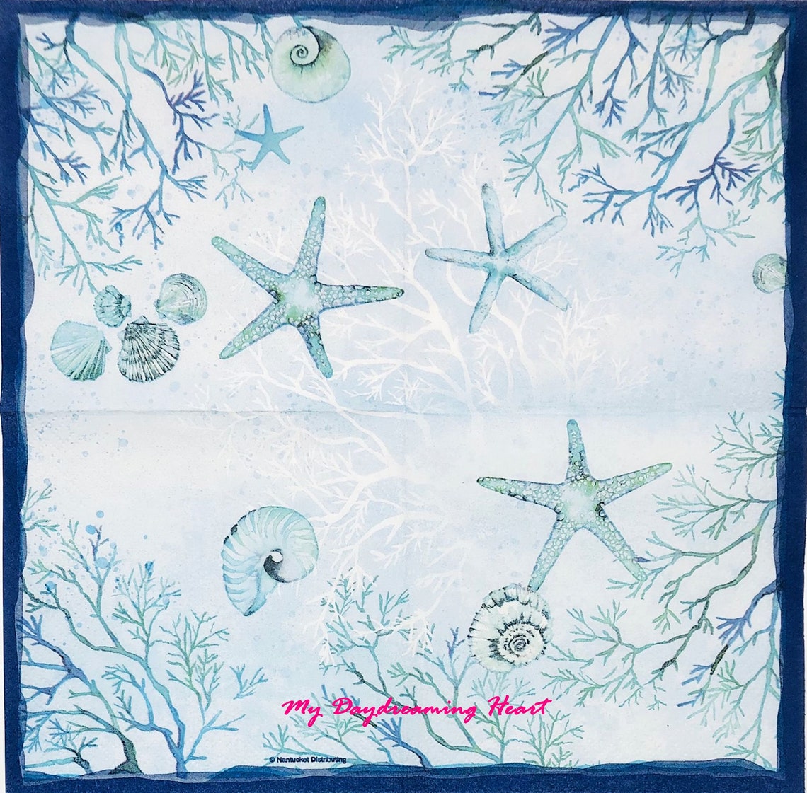 Seashells Napkins For Decoupage Coastal Sea Life Decoupage Etsy