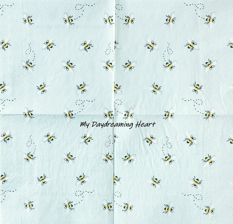 Bees Decoupage Paper Napkins Bumble Bees Napkins For Decoupage Etsy