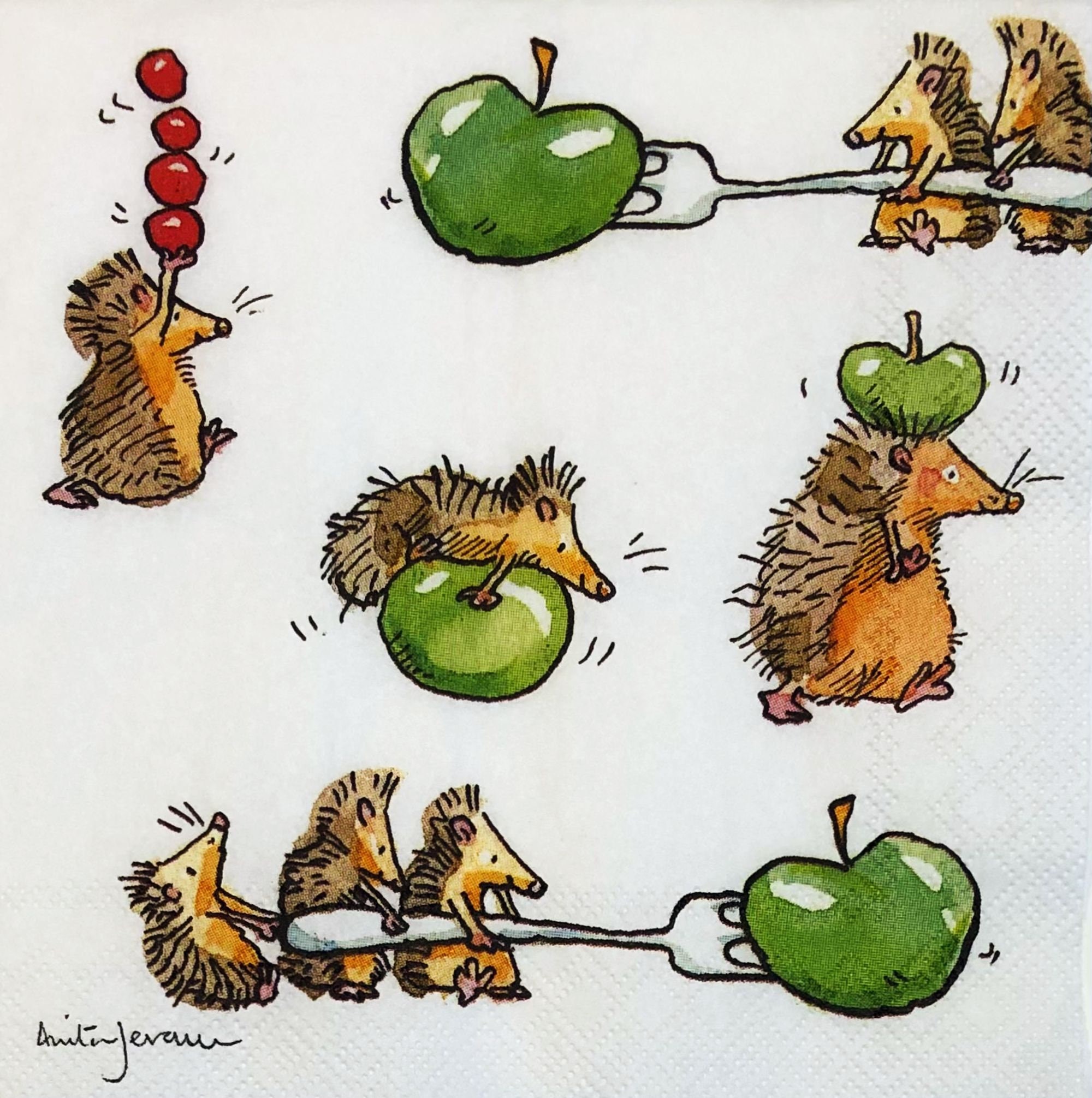 Hedgehogs Decoupage Paper Napkins Hedgehog Beverage Napkins Etsy