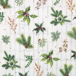Christmas Decoupage Napkins Set Of 3 Lunch 13&quot; x 13&quot; Craft Napkins