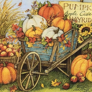 Fall Harvest Decoupage Napkins Set Of 2 Beverage 10&quot; x 10&quot; Pumpkins Craft Napkins