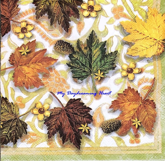 Autumn Leaves Decoupage Napkins Leaves & Flowers Decoupage Etsy