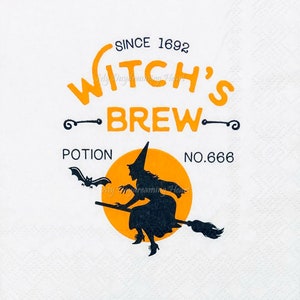 Halloween Decoupage Napkins Set Of 2 Beverage 10" x 10" Witch's Brew Craft Napkins