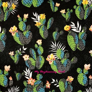Cactus Decoupage Napkins Set Of 2 Beverage 10&quot; x 10&quot; Craft Napkins