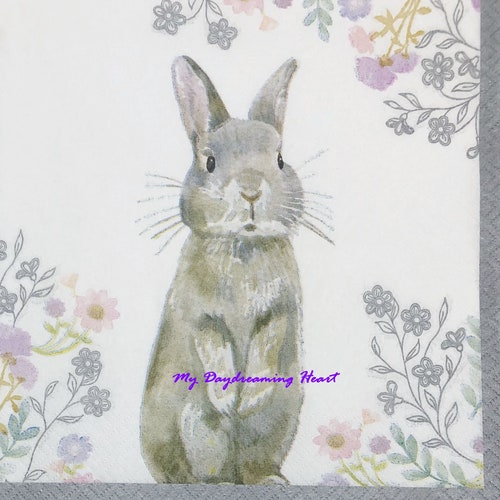 Bunny Rabbit Decoupage Napkins Easter Bunny Napkins for Etsy