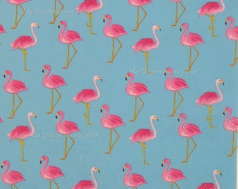 Pink Flamingo Decoupage Lunch Napkins For Journals, Decoupage, Card Making