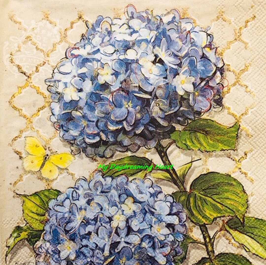 Blue Hydrangea Decoupage Beverage Napkins for Decoupage, Collage, Journals, Cards Etsy