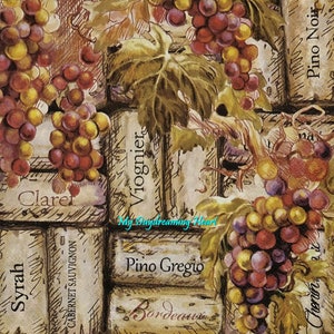 Wine Corks Decoupage Napkins Set Of 3 Lunch 13&quot; x 13&quot; Craft Napkins