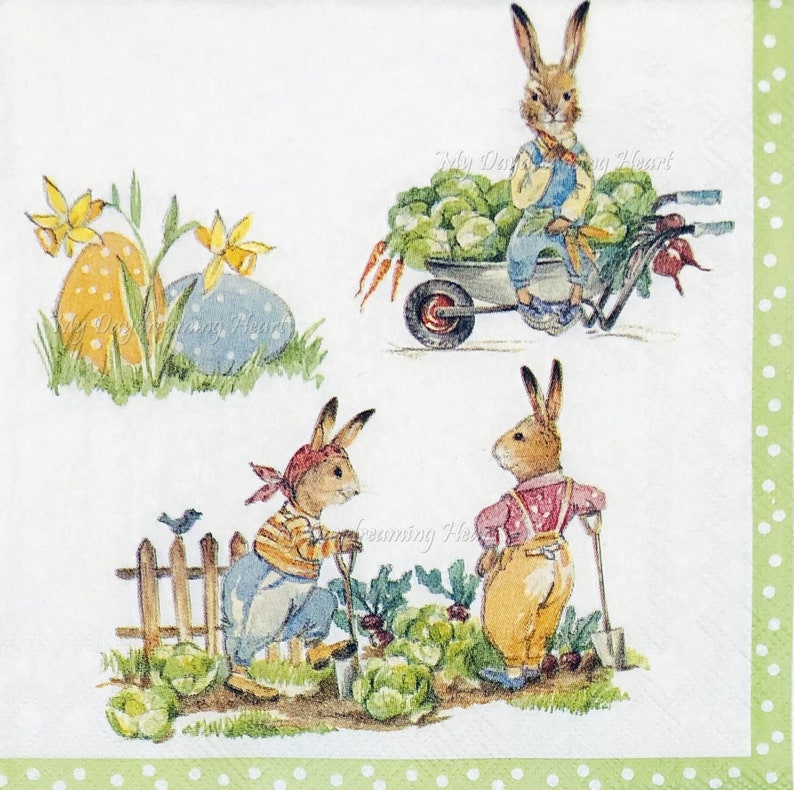 Peter Rabbit Decoupage Napkins Easter Bunnies Beverage Napkins Etsy