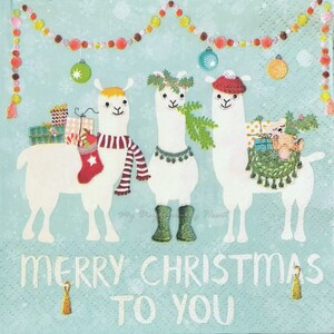 Llama Decoupage Napkins Set Of 3 Lunch 13&quot; x 13&quot; Christmas Craft Napkins