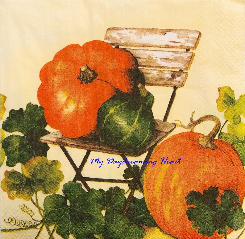 Pumpkin Harvest Decoupage Napkins Autumn Bounty Napkins for Etsy