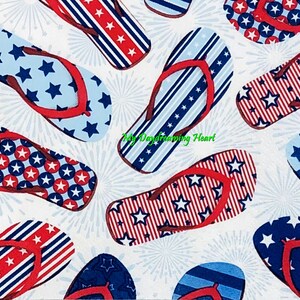 Flip Flops Decoupage Napkins Set Of 2 Beverage 10&quot; x 10&quot; Patriotic Craft Napkins