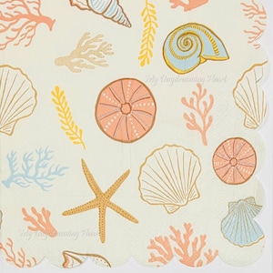 Sea Life Decoupage Napkins Set Of 3 Coastal Lunch 13" x 13" Craft Napkins