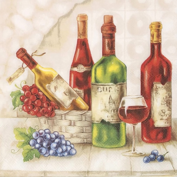 Wine Bottles Decoupage Napkins Grapes Wine Tasting Scene Napkin For Decoupage