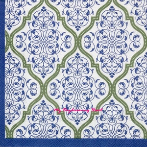 Moroccan Tile Decoupage Napkins Set Of 2 Beverage 10" x 10" Craft Napkins