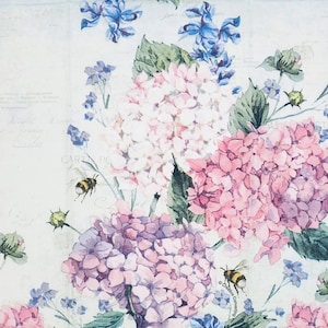 Hydrangeas Decoupage Napkins Set of 2 Buffet Hostess Craft Napkins