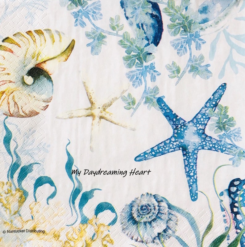 Seashells Napkins For Decoupage Coastal Decoupage Paper Etsy