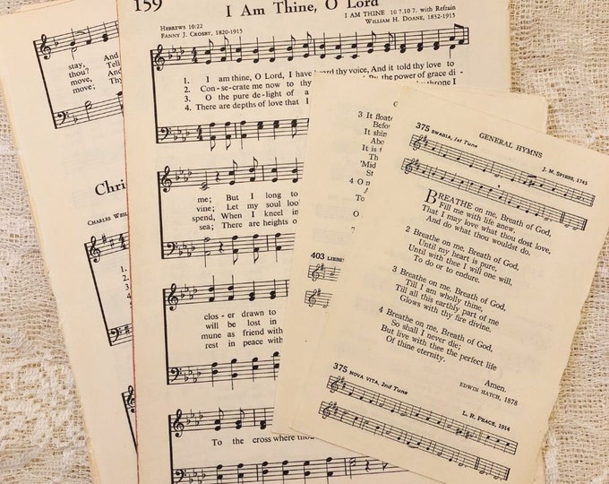 Vintage Religious Ephemera Pack Old Hymnal Music Pages Pack 1940s