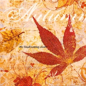 Fall Leaves Decoupage Napkins Set Of 3 Lunch 13&quot; x 13&quot; Craft Napkins