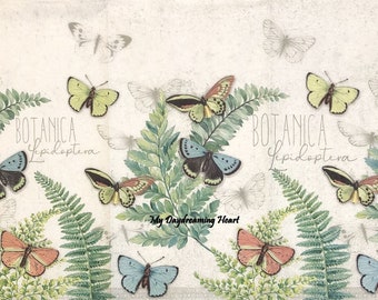 Butterflies Decoupage Napkins Set Of 2 Buffet 13" x 16.5" Craft Napkins