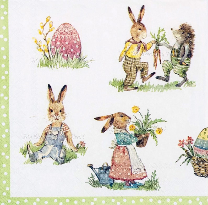 Peter Rabbit Decoupage Napkins Easter Bunnies Beverage Napkins Etsy