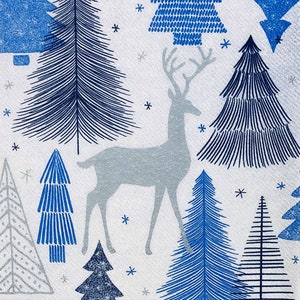 Forest Deer Decoupage Napkins Set Of 3 Lunch 13&quot; x 13&quot; Wintery Craft Napkins