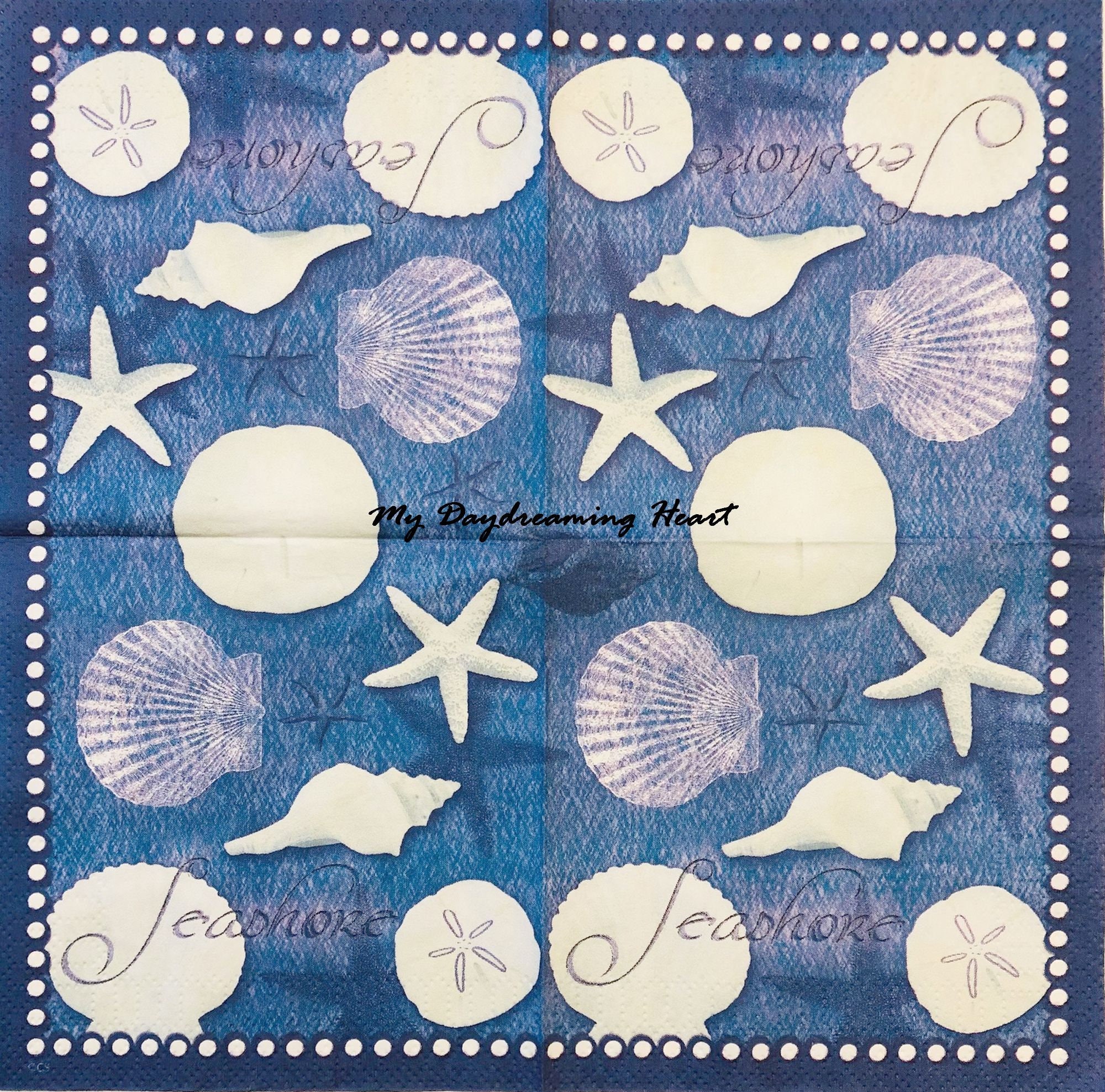 Coastal Decoupage Paper Napkins Shells Napkins for Decoupage Etsy