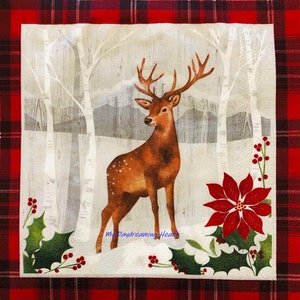 Deer Decoupage Napkins Ser Of 3 Lunch 13&quot; x 13&quot; Craft Napkins