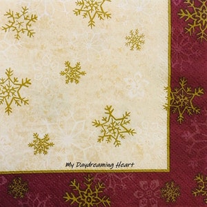 Snowflakes Decoupage Napkins Set Of 2 Beverage Napkins 10" x 10"