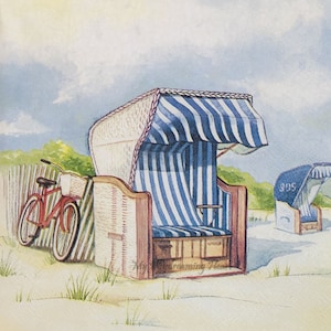 Beach Chairs Decoupage Napkins Set Of 3 Lunch 13&quot; x 13&quot; Craft Napkins