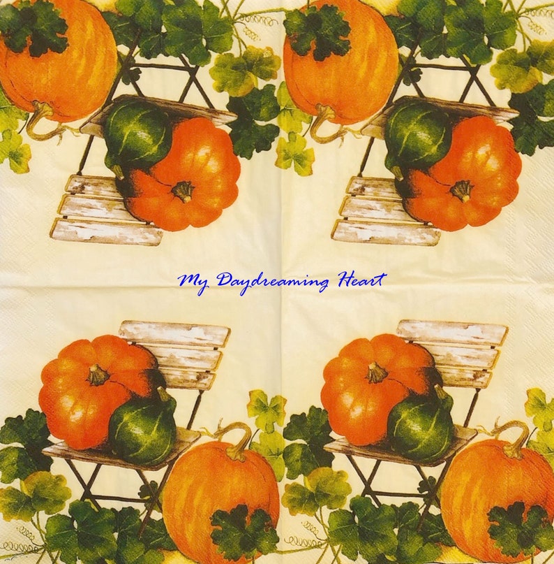 Pumpkin Harvest Decoupage Napkins Autumn Bounty Napkins For Etsy