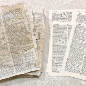 Dictionary Pages Combo Pack
Mix Of Coffee Dyed & Naturally-Aged 

30 Dictionary Pages Total
15 Pages Coffee Stained & 
15 Pages Naturally-Aged 

Both styles of dictionary pages are double-sided and both have pictures here and there
