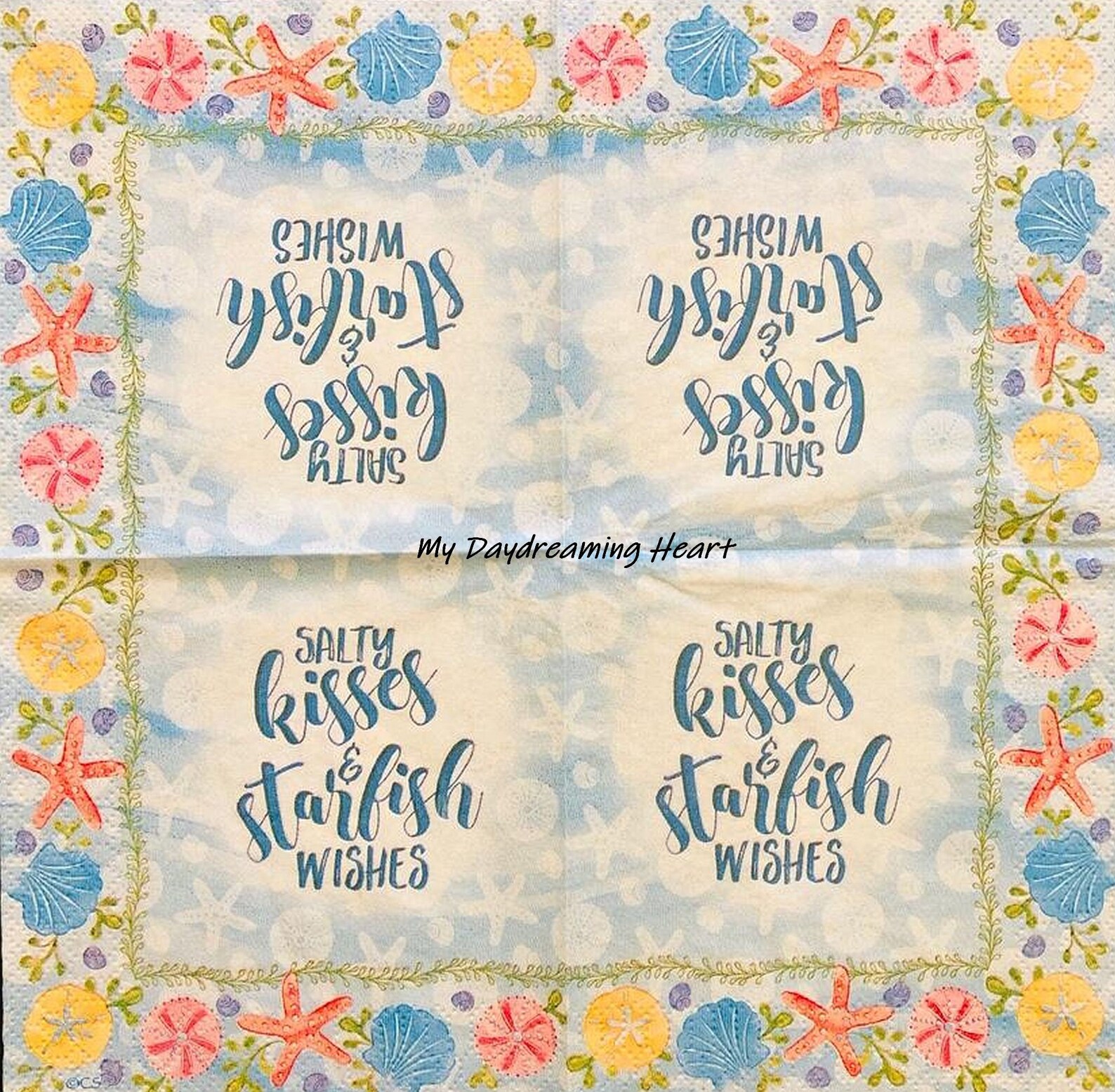 Coastal Decoupage Paper Napkins salty Kisses & Starfish Etsy