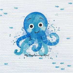 Octopus Decoupage Napkins Set Of 3 Sea Life Lunch 13&quot; x 13&quot; Craft Napkins